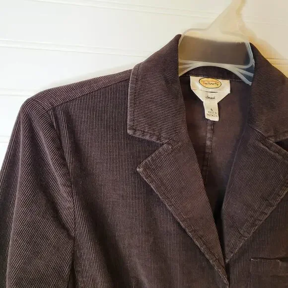 Talbots Blazer Size 6 Brown Corduroy Elbow Patches Academia Preppy - Picture 3 of 11